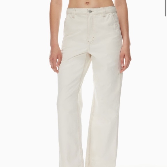 TNA Aritzia Women's Size 8 Greenwich Pant Carpenter Jeans White Tan Stitch READ - Picture 3 of 14